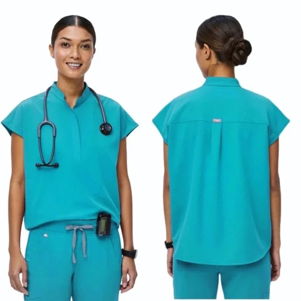 Figs Rafaela Oversized Scrub Top in Teal Size XL